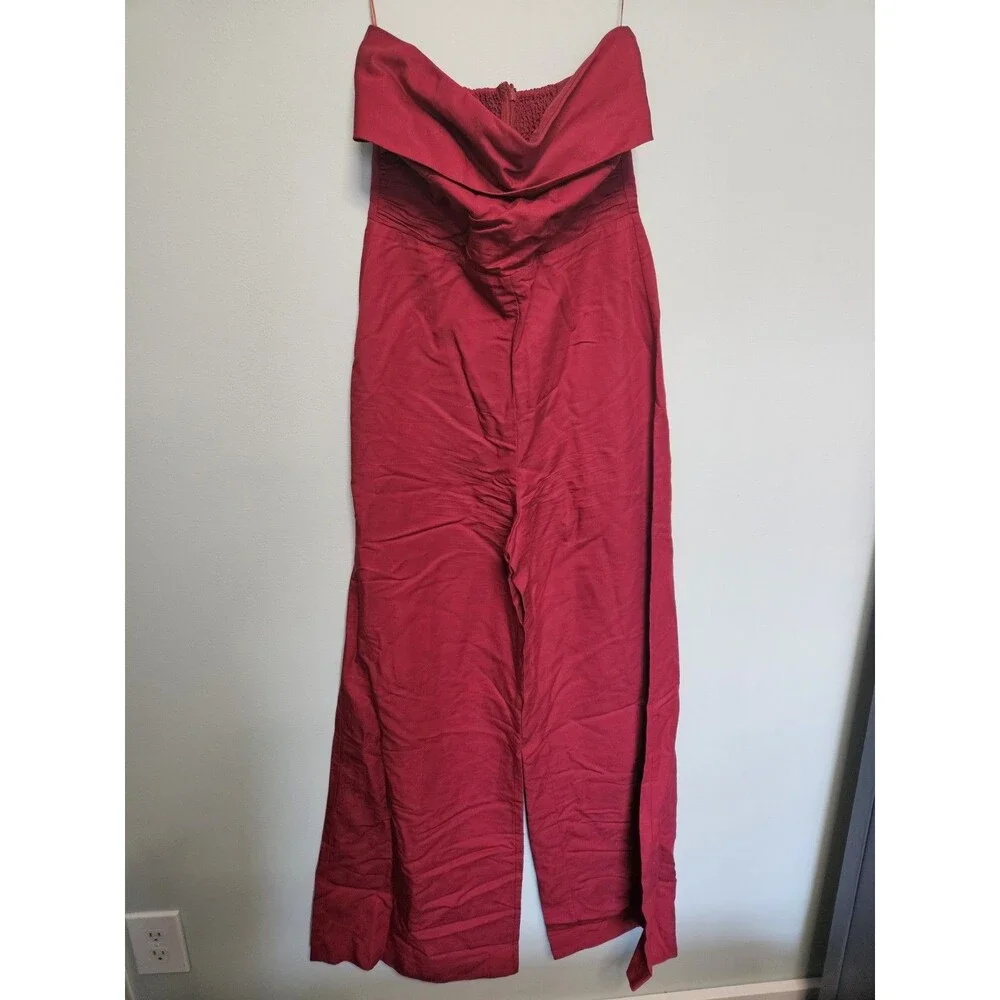 Sz S - MNG Mango Long Strapless Jumpsuit Red